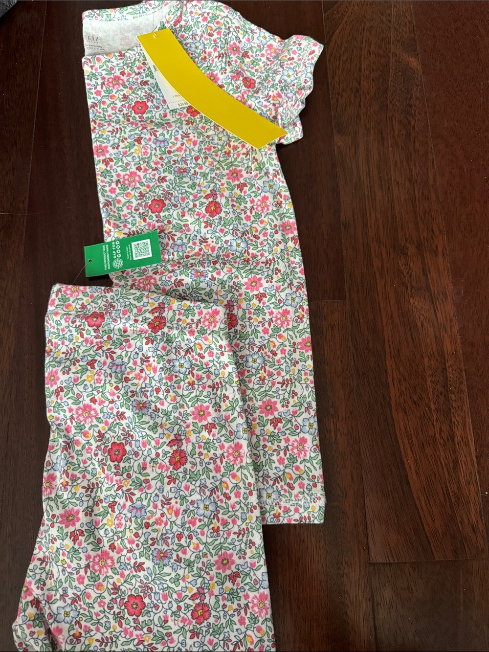 Gap Girls' Floral organic Cotton Pajama Set - Pink & White